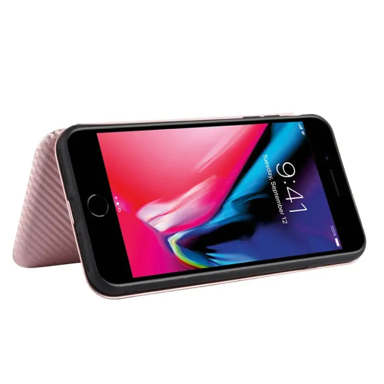 Carbon Fiber Texture Magnetic Horizontal Flip TPU + PC + PU Leather Case with Card Slot For iPhone 7 / 8 / SE 2020 / SE