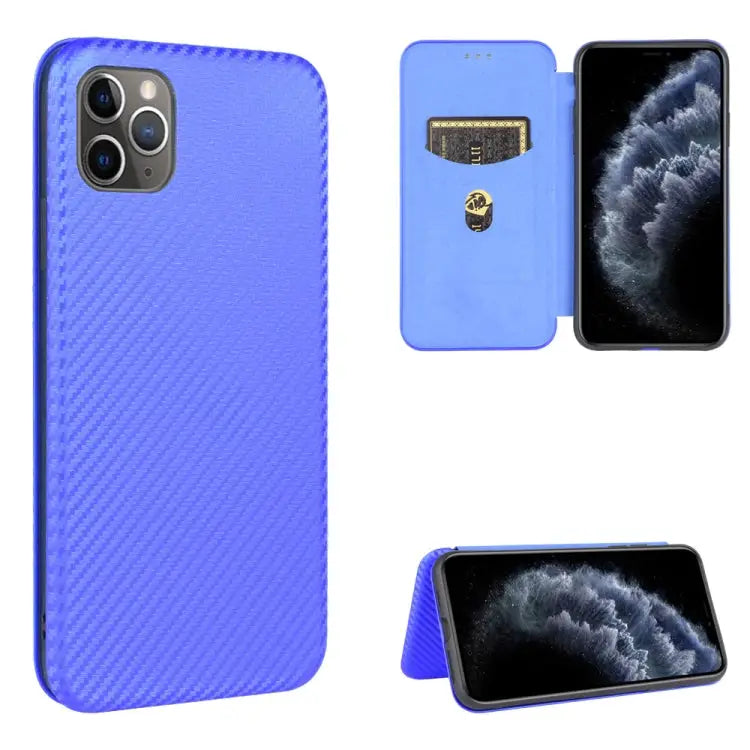 Carbon Fiber Texture Magnetic Horizontal Flip TPU + PC + PU Leather Case with Card Slot For iPhone 11 For iPhone 12