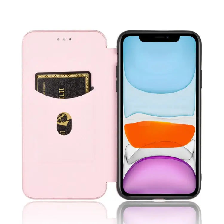 Carbon Fiber Texture Magnetic Horizontal Flip TPU + PC + PU Leather Case with Card Slot For iPhone 11 For iPhone 12