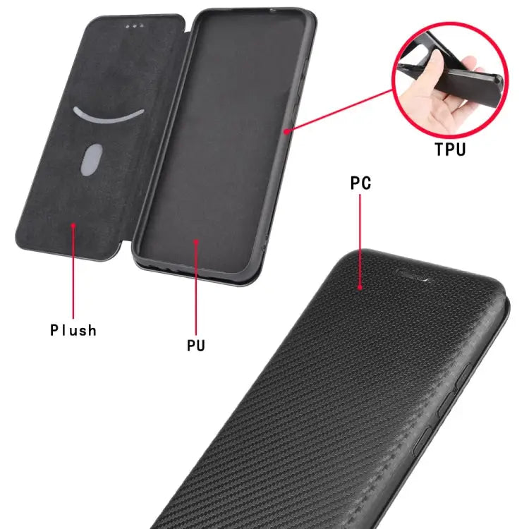 Carbon Fiber Texture Magnetic Horizontal Flip TPU + PC + PU Leather Case with Card Slot For iPhone 7 / 8 / SE 2020 / SE