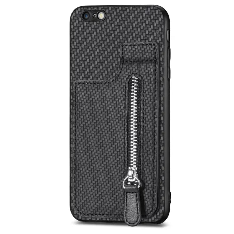 Carbon Fiber Vertical Flip Zipper Phone Case - Apple Accessories