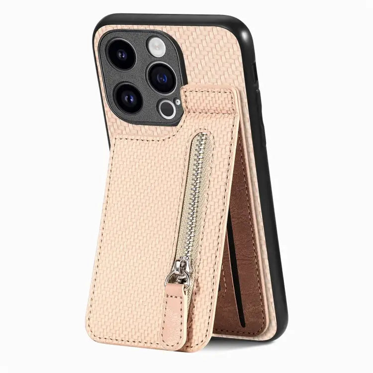 Carbon Fiber Vertical Flip Zipper Phone Case For iPhone 16 For iPhone 15 Pro Max For iPhone 15 Pro For iPhone 15 Plus