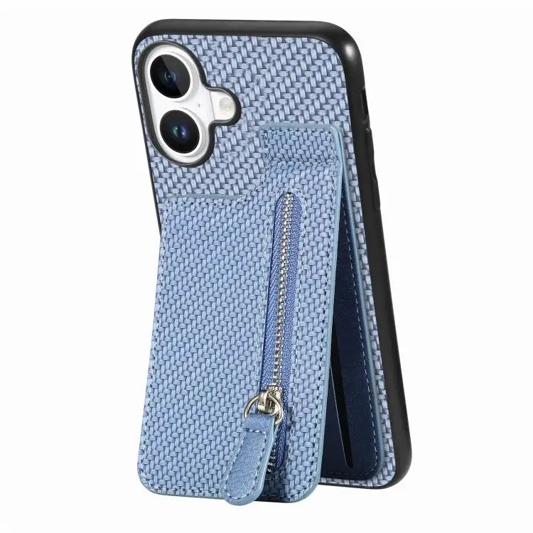 Carbon Fiber Vertical Flip Zipper Phone Case For iPhone 16 For iPhone 15 Pro Max For iPhone 15 Pro For iPhone 15 Plus
