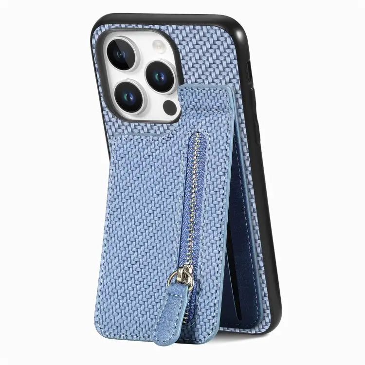 Carbon Fiber Vertical Flip Zipper Phone Case For iPhone 16 For iPhone 15 Pro Max For iPhone 15 Pro For iPhone 15 Plus