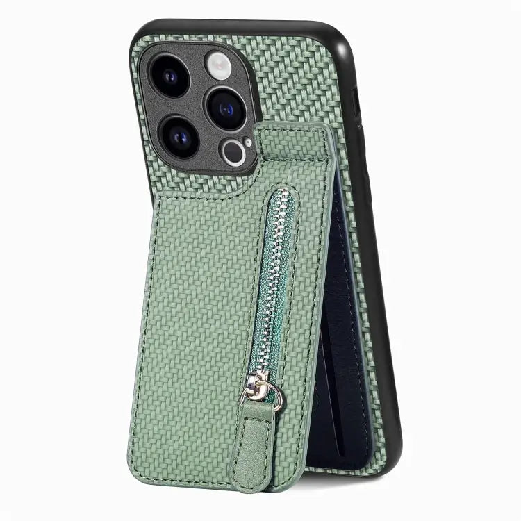 Carbon Fiber Vertical Flip Zipper Phone Case For iPhone 16 For iPhone 15 Pro Max For iPhone 15 Pro For iPhone 15 Plus