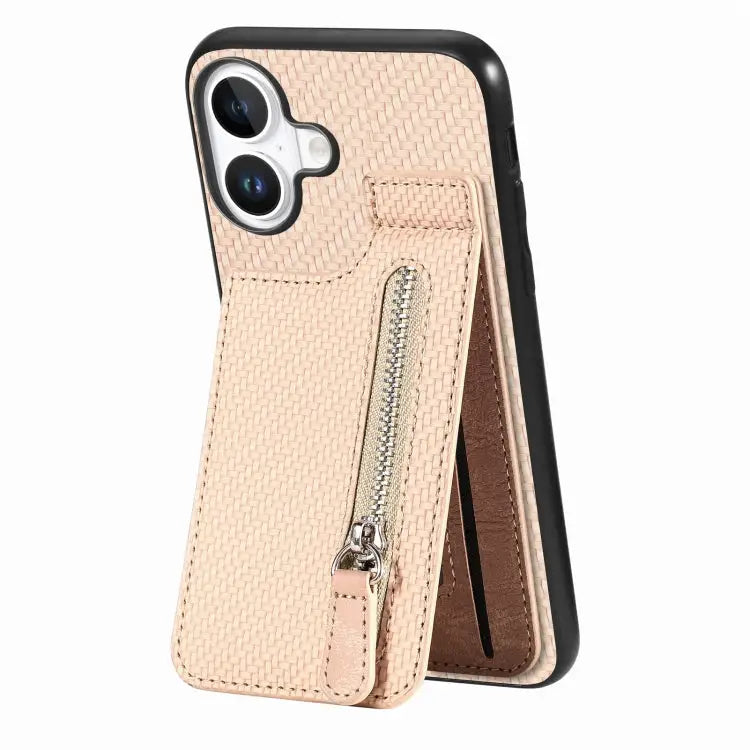 Carbon Fiber Vertical Flip Zipper Phone Case For iPhone 16 For iPhone 15 Pro Max For iPhone 15 Pro For iPhone 15 Plus