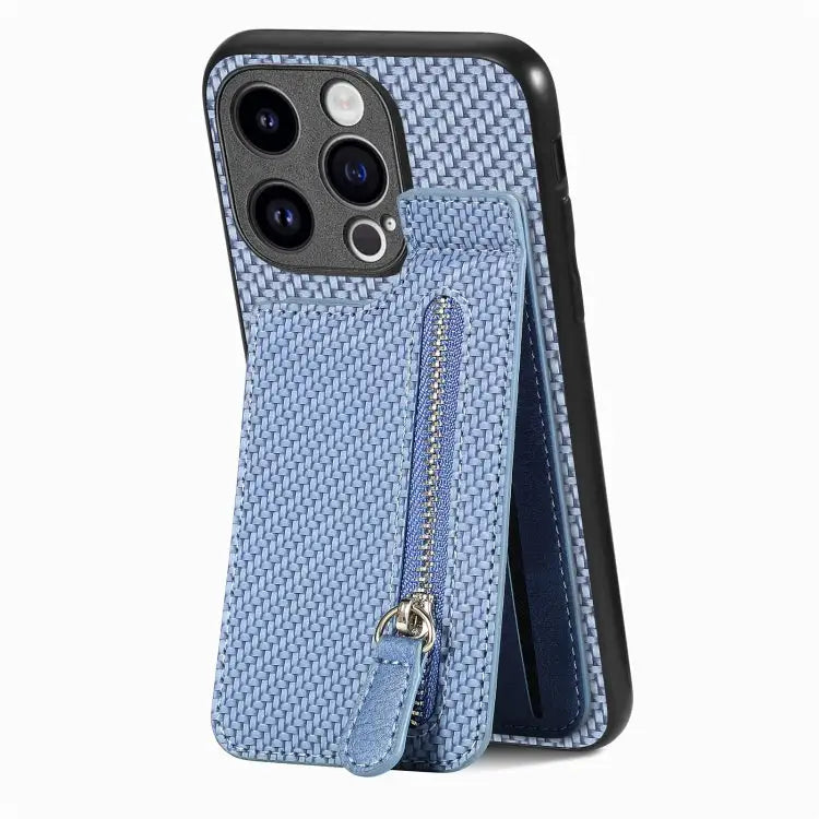 Carbon Fiber Vertical Flip Zipper Phone Case For iPhone 16 For iPhone 15 Pro Max For iPhone 15 Pro For iPhone 15 Plus