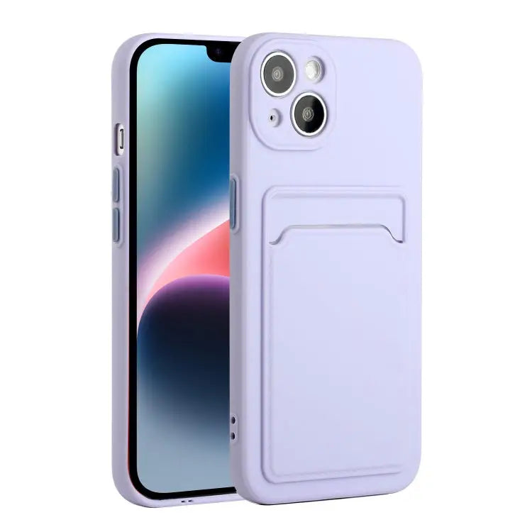 Card Slot Design Shockproof TPU Phone Case - For iPhone 14 Plus / Purple - Apple Accessories