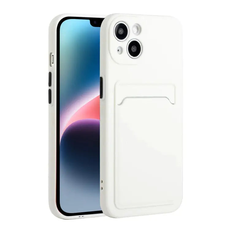 Card Slot Design Shockproof TPU Phone Case - For iPhone 14 Plus / White - Apple Accessories