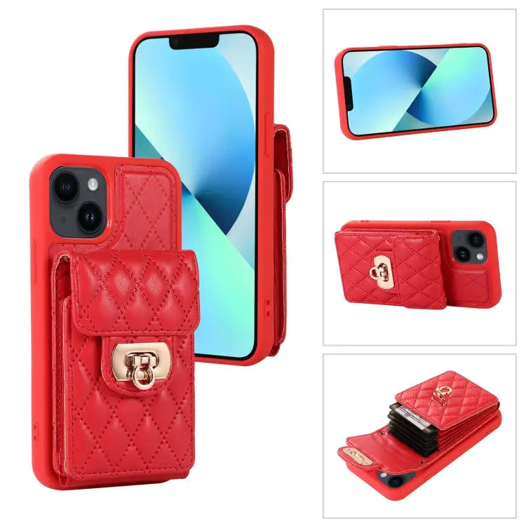 Card Slot Leather Phone Case with Short Lanyard For iPhone 13 Pro Max For iPhone 13 Pro For iPhone 13 For iPhone 12 Pro