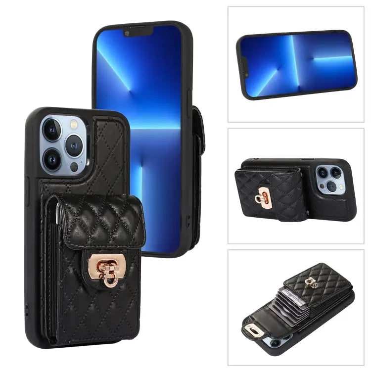 Card Slot Leather Phone Case with Short Lanyard For iPhone 13 Pro Max For iPhone 13 Pro For iPhone 13 For iPhone 12 Pro