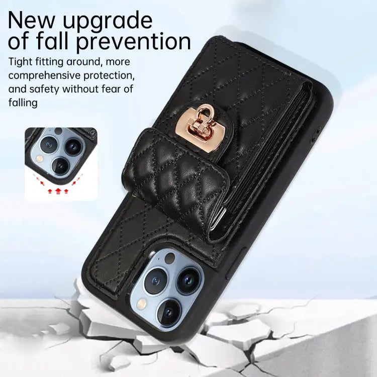 Card Slot Leather Phone Case with Short Lanyard For iPhone 13 Pro Max For iPhone 13 Pro For iPhone 13 For iPhone 12 Pro