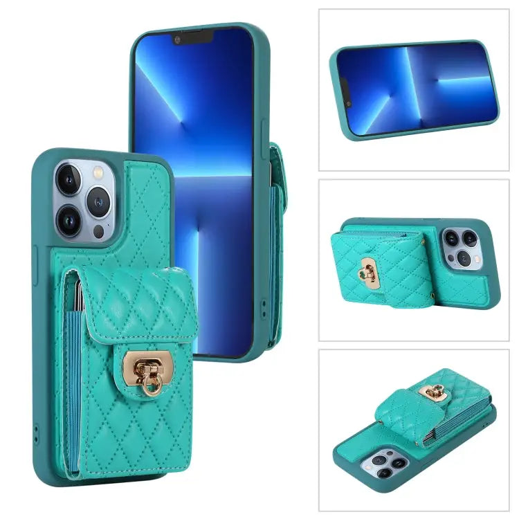 Card Slot Leather Phone Case with Short Lanyard For iPhone 13 Pro Max For iPhone 13 Pro For iPhone 13 For iPhone 12 Pro
