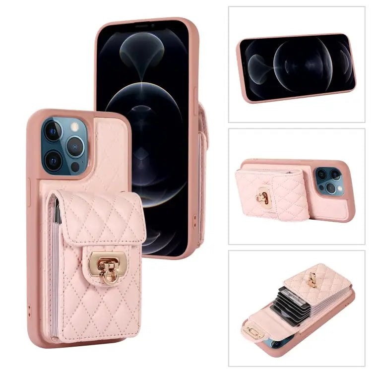 Card Slot Leather Phone Case with Short Lanyard For iPhone 13 Pro Max For iPhone 13 Pro For iPhone 13 For iPhone 12 Pro