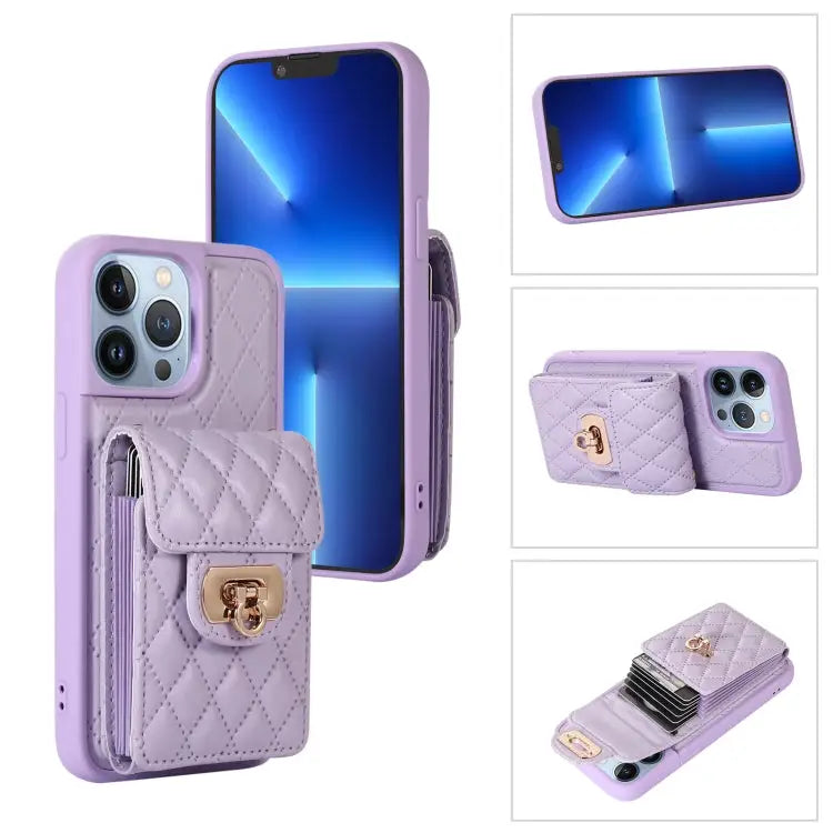 Card Slot Leather Phone Case with Short Lanyard For iPhone 13 Pro Max For iPhone 13 Pro For iPhone 13 For iPhone 12 Pro