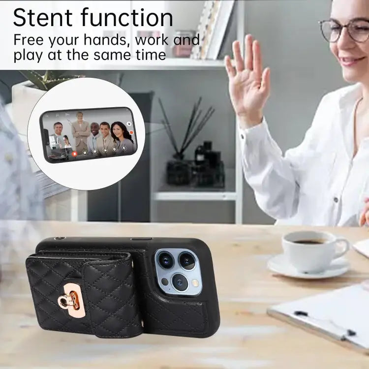 Card Slot Leather Phone Case with Short Lanyard For iPhone 13 Pro Max For iPhone 13 Pro For iPhone 13 For iPhone 12 Pro