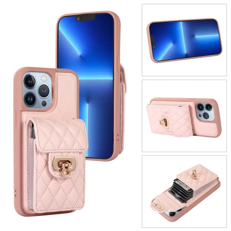 Card Slot Leather Phone Case with Short Lanyard For iPhone 13 Pro Max For iPhone 13 Pro For iPhone 13 For iPhone 12 Pro