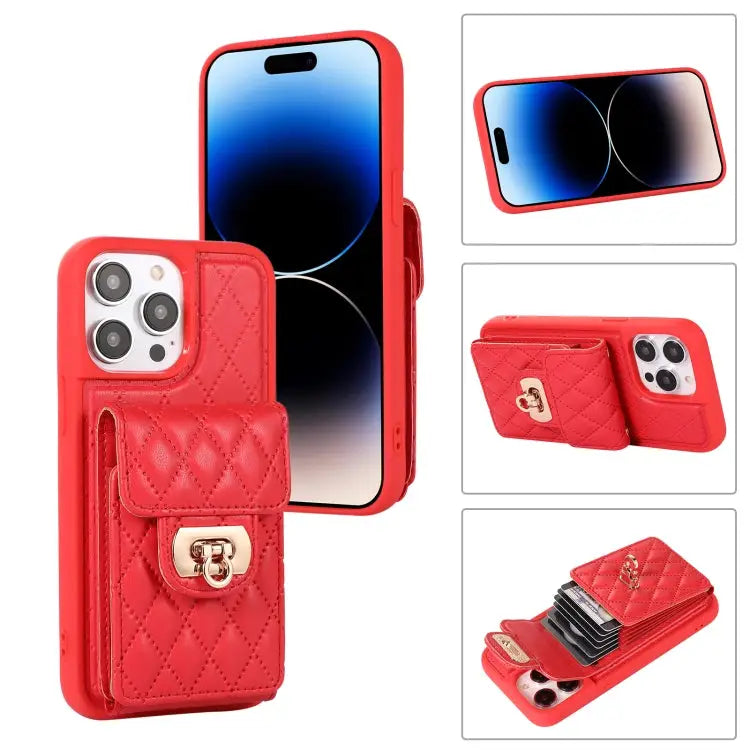 Card Slot Leather Phone Case with Short Lanyard For iPhone 14 Pro Max For iPhone 14 Pro For iPhone 14 For iPhone 14