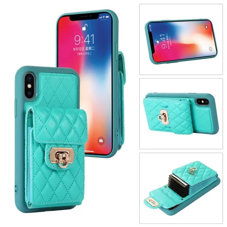 Card Slot Leather Phone Case with Short Lanyard For iPhone XS Max For iPhone XS / X For iPhone XR - For iPhone XS / X