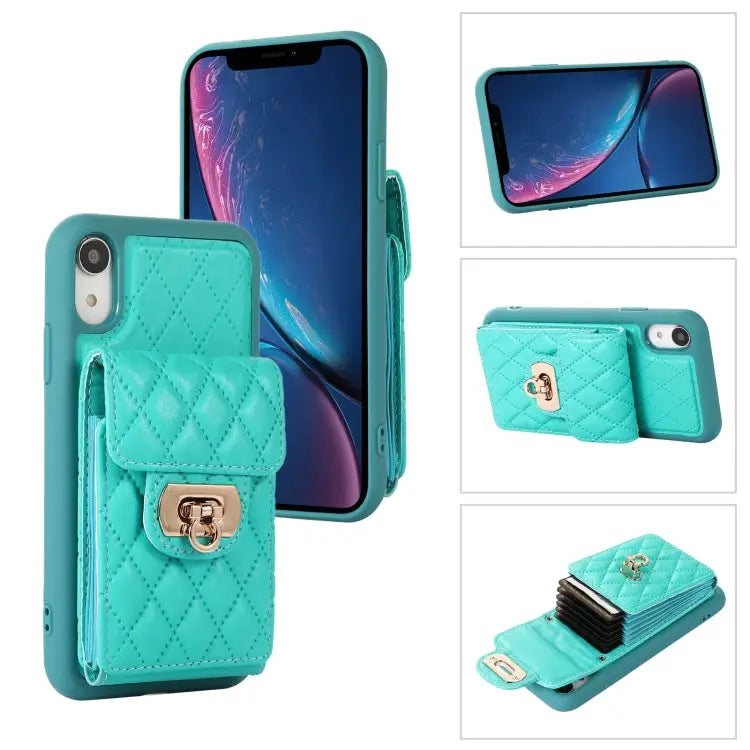 Card Slot Leather Phone Case with Short Lanyard For iPhone XS Max For iPhone XS / X For iPhone XR - For iPhone XR
