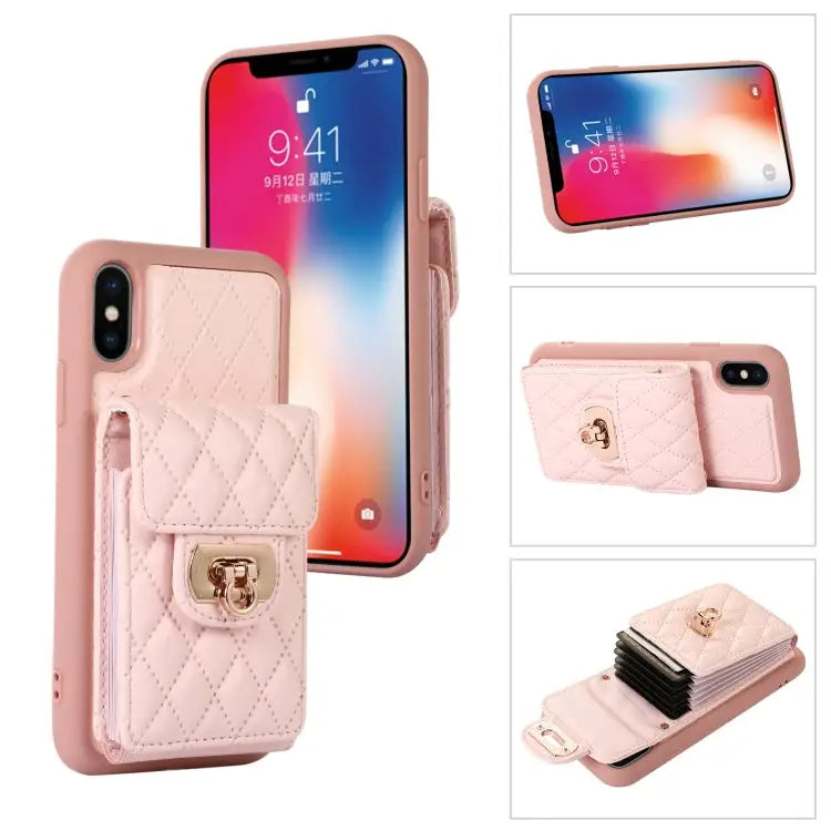 Card Slot Leather Phone Case with Short Lanyard For iPhone XS Max For iPhone XS / X For iPhone XR - For iPhone XS / X