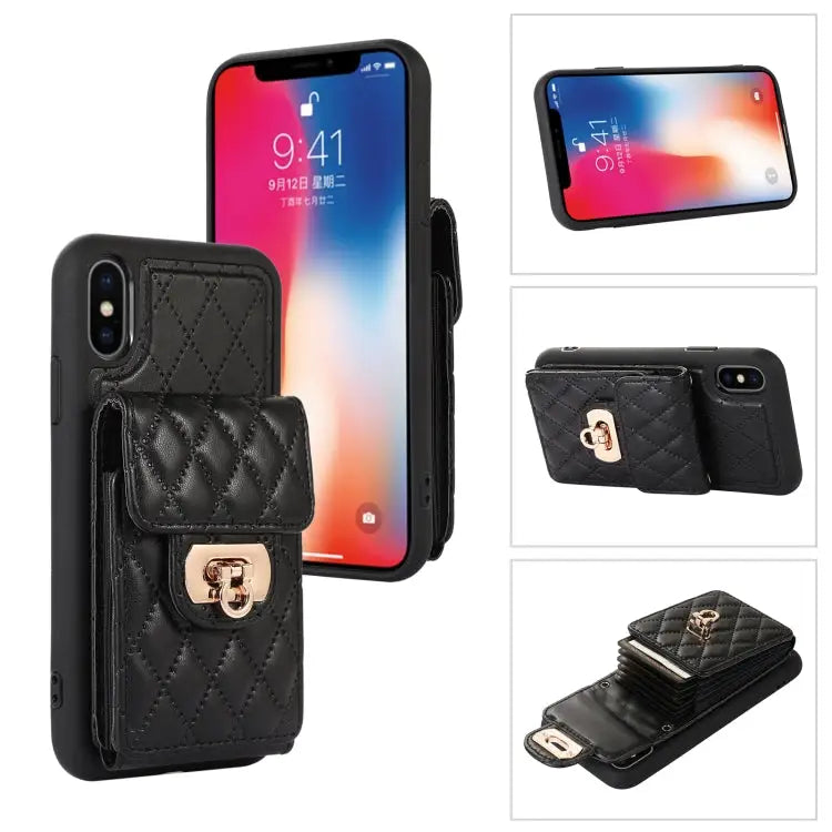 Card Slot Leather Phone Case with Short Lanyard For iPhone XS Max For iPhone XS / X For iPhone XR - For iPhone XS Max