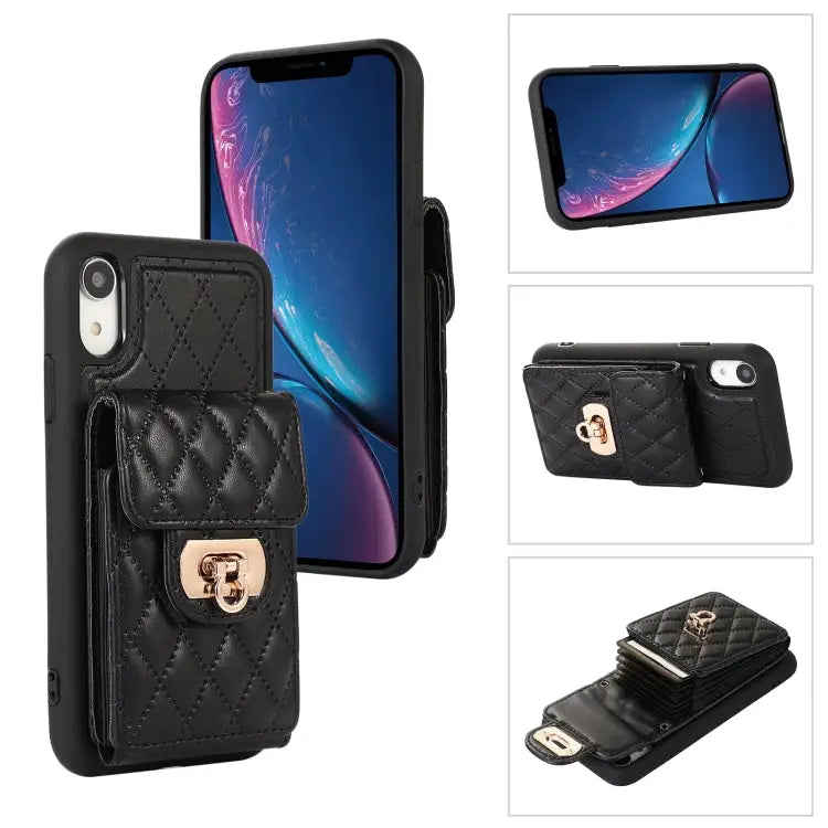 Card Slot Leather Phone Case with Short Lanyard For iPhone XS Max For iPhone XS / X For iPhone XR - For iPhone XR