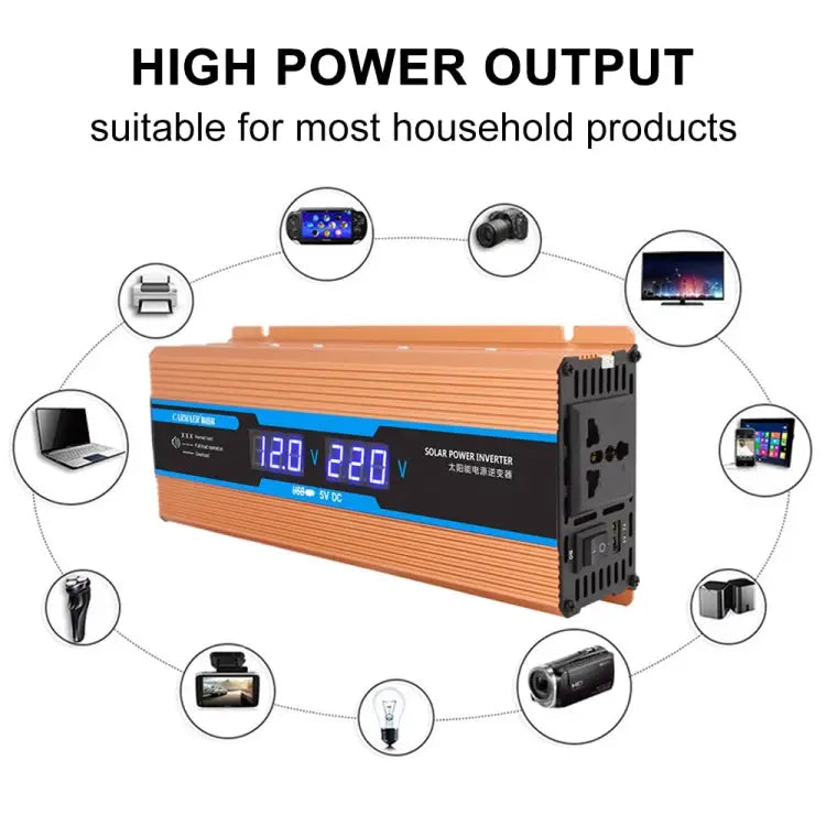 Carmaer 48V to 220V 2200W Car Multi-function Double Digital Display Inverter Household Power Converter 48V to 220V