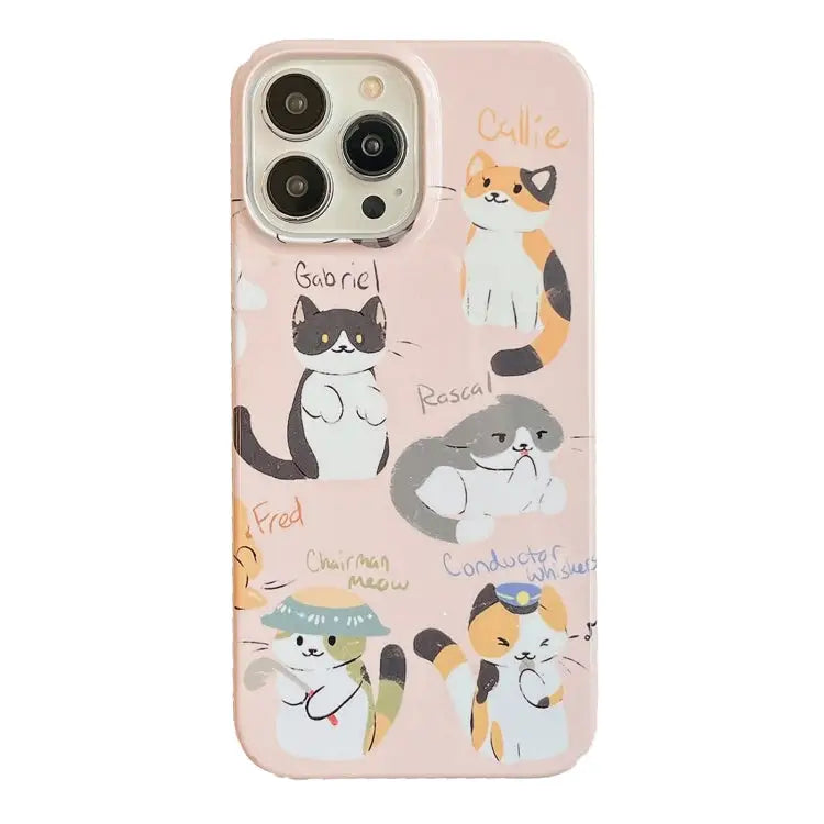 Cartoon Film Craft Hard PC Phone Case For iPhone 14 Pro - For iPhone 14 Pro / Cute Cats - Apple Accessories