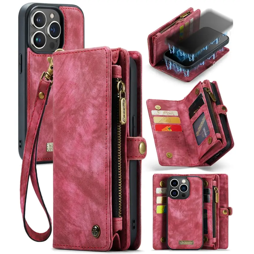 CaseMe-008 Detachable Multifunctional Horizontal Flip Leather Case with Card Slot & Holder & Zipper Wallet & Photo
