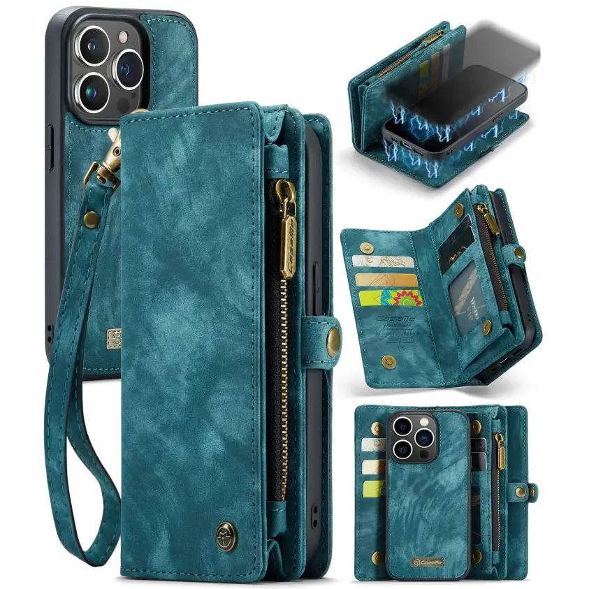 CaseMe-008 Detachable Multifunctional Horizontal Flip Leather Case with Card Slot & Holder & Zipper Wallet & Photo