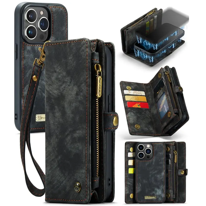 CaseMe-008 Detachable Multifunctional Horizontal Flip Leather Case with Card Slot & Holder & Zipper Wallet & Photo