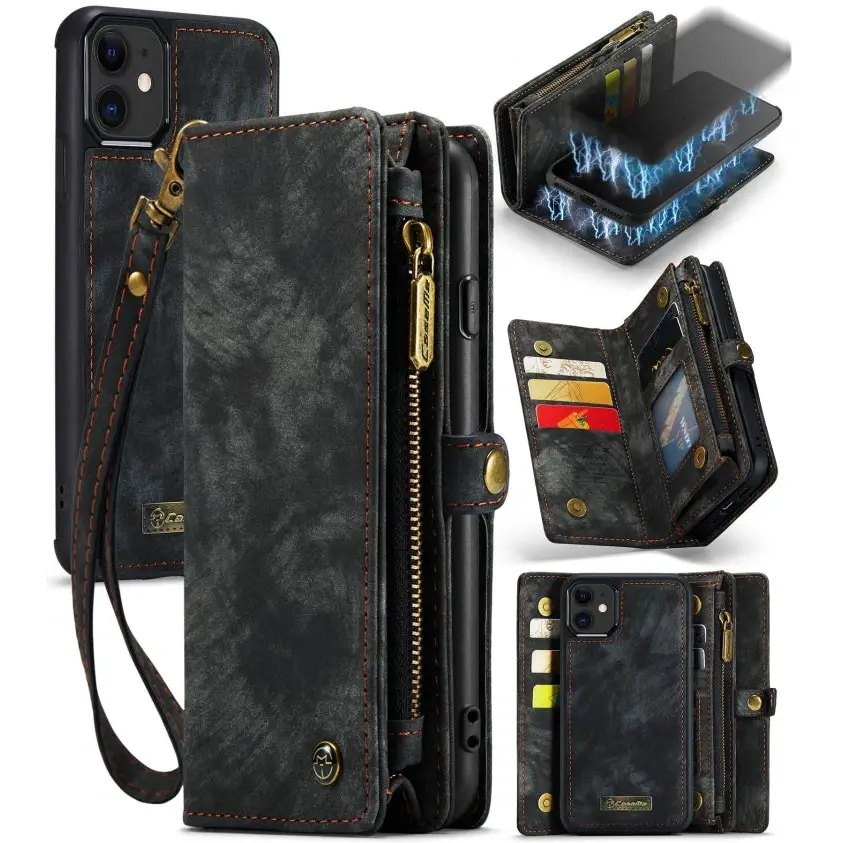 CaseMe-008 Detachable Multifunctional Horizontal Flip Leather Case with Card Slot & Holder & Zipper Wallet & Photo