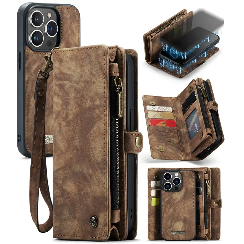 CaseMe-008 Detachable Multifunctional Horizontal Flip Leather Case with Card Slot & Holder & Zipper Wallet & Photo