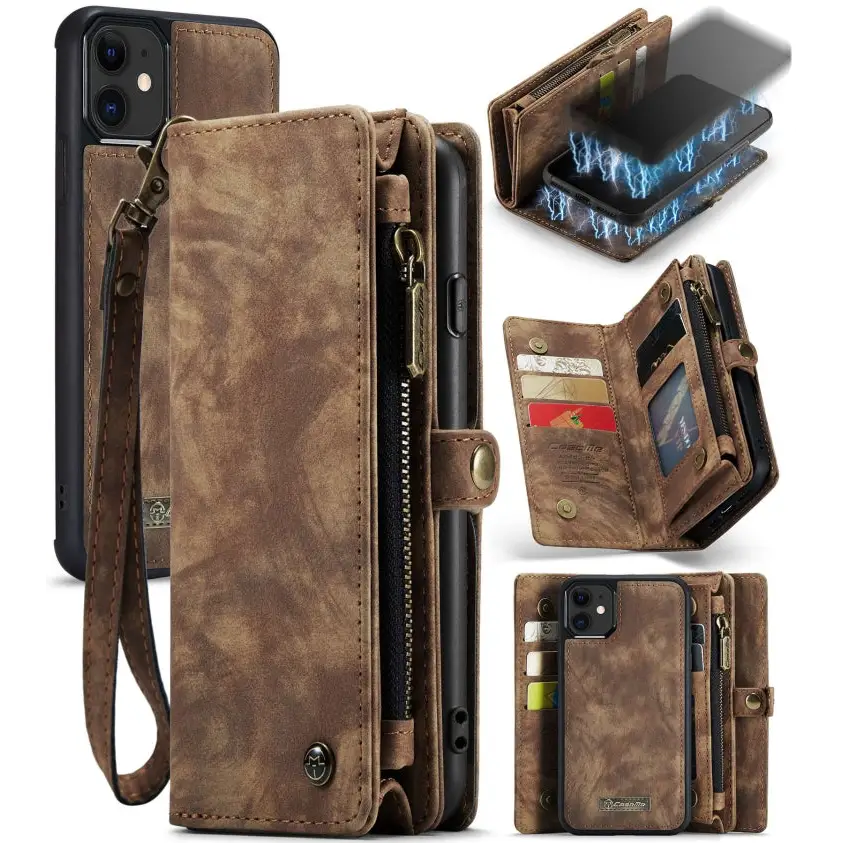 CaseMe-008 Detachable Multifunctional Horizontal Flip Leather Case with Card Slot & Holder & Zipper Wallet & Photo