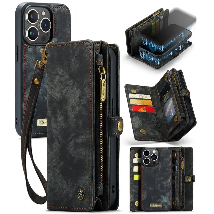 CaseMe-008 Detachable Multifunctional Horizontal Flip Leather Case with Card Slot & Holder & Zipper Wallet & Photo