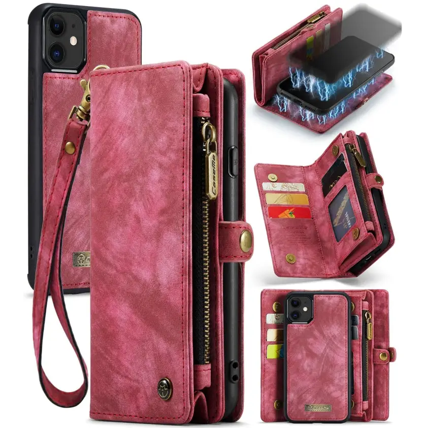 CaseMe-008 Detachable Multifunctional Horizontal Flip Leather Case with Card Slot & Holder & Zipper Wallet & Photo