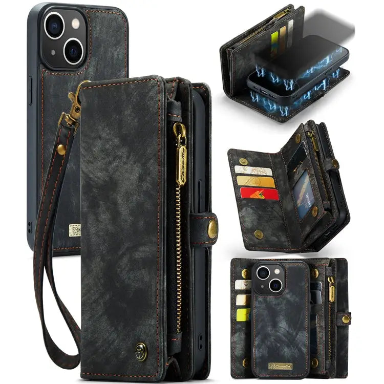 CaseMe-008 Detachable Multifunctional Horizontal Flip Leather Case with Card Slot & Holder & Zipper Wallet & Photo