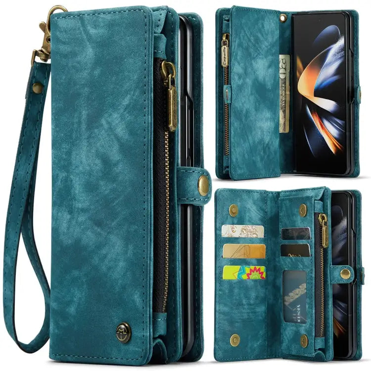 CaseMe 008 Detachable Multifunctional Leather Phone Case For Samsung Galaxy Z Fold4 - For Samsung Galaxy Z Fold4 / Blue