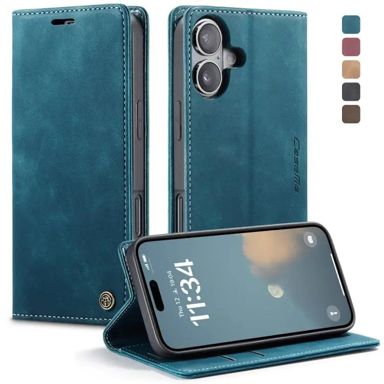 CaseMe 013 Multifunctional Horizontal Flip Leather Phone Case - For iPhone 16 / Blue - Apple Accessories