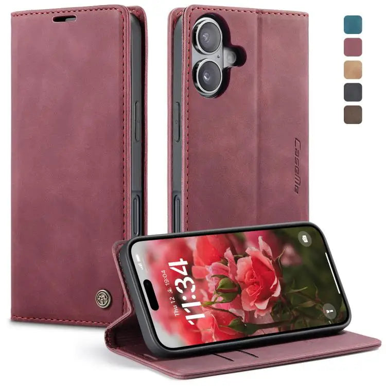 CaseMe 013 Multifunctional Horizontal Flip Leather Phone Case - For iPhone 16 / Red - Apple Accessories