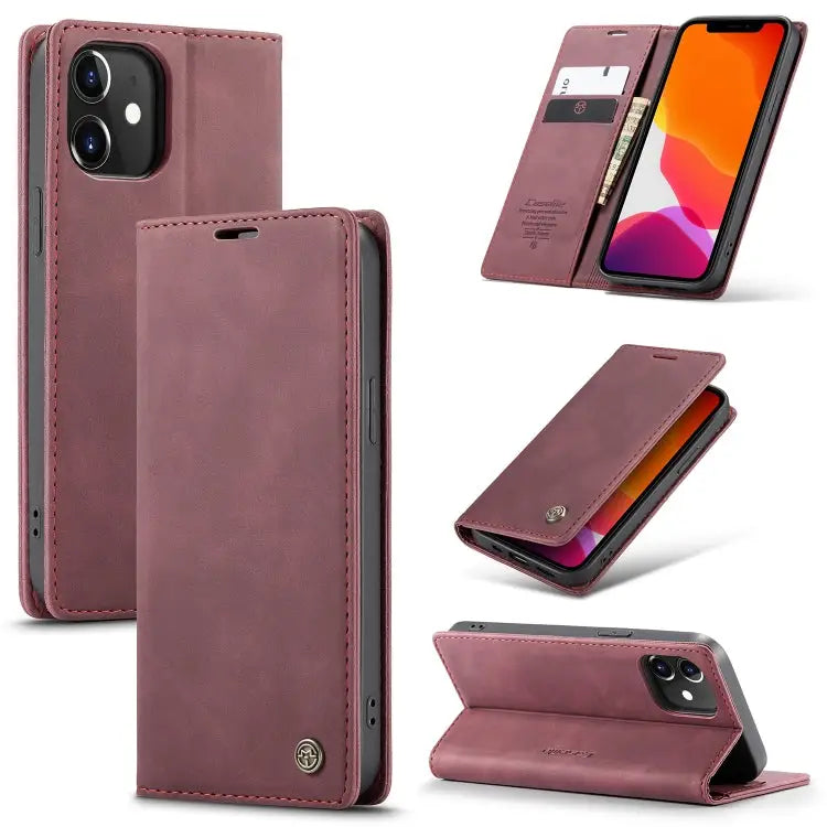 CaseMe-013 Multifunctional Retro Frosted Horizontal Flip Leather Case with Card Slot & Holder & Wallet For iPhone 12