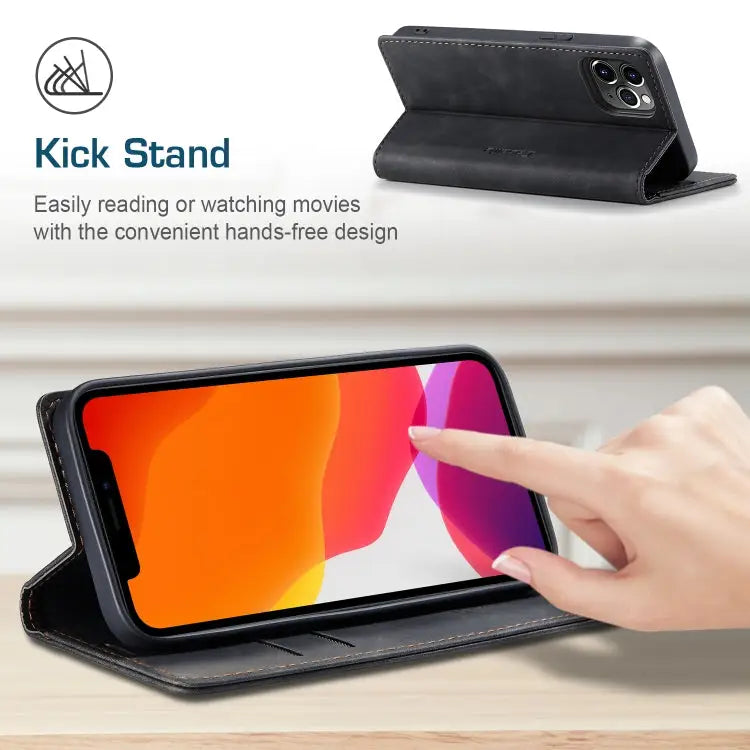 CaseMe-013 Multifunctional Retro Frosted Horizontal Flip Leather Case with Card Slot & Holder & Wallet For iPhone 12