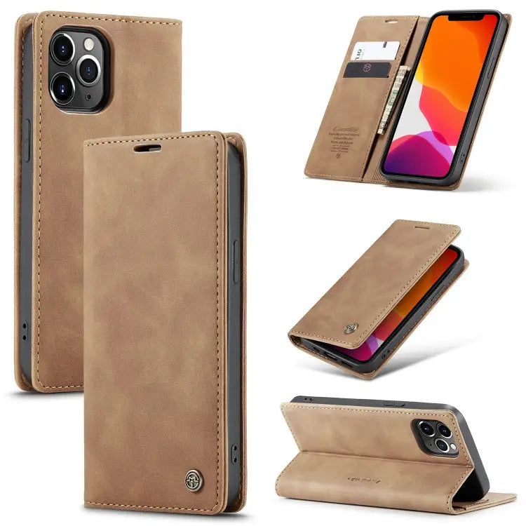 CaseMe-013 Multifunctional Retro Frosted Horizontal Flip Leather Case with Card Slot & Holder & Wallet For iPhone 12