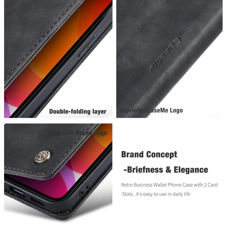 CaseMe-013 Multifunctional Retro Frosted Horizontal Flip Leather Case with Card Slot & Holder & Wallet For iPhone 12
