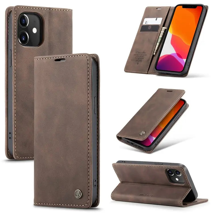CaseMe-013 Multifunctional Retro Frosted Horizontal Flip Leather Case with Card Slot & Holder & Wallet For iPhone 12