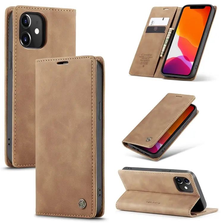 CaseMe-013 Multifunctional Retro Frosted Horizontal Flip Leather Case with Card Slot & Holder & Wallet For iPhone 12