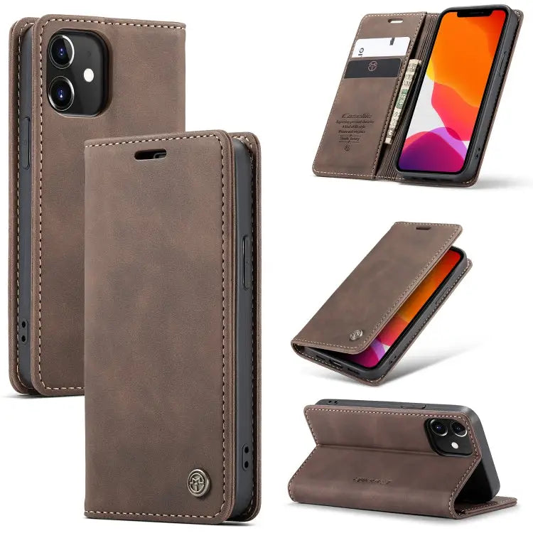 CaseMe-013 Multifunctional Retro Frosted Horizontal Flip Leather Case with Card Slot & Holder & Wallet For iPhone 12