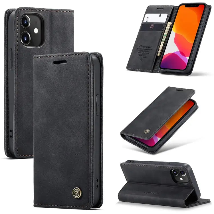 CaseMe-013 Multifunctional Retro Frosted Horizontal Flip Leather Case with Card Slot & Holder & Wallet For iPhone 12
