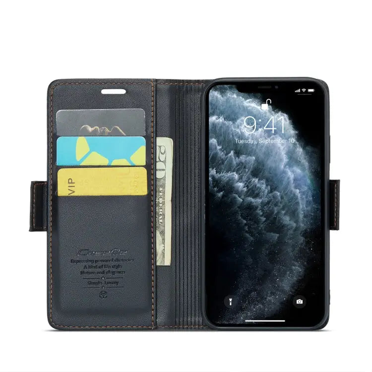 CaseMe 023 Butterfly Buckle Litchi Texture RFID Anti-theft Leather Phone Case For iPhone 11 Pro For iPhone 11 Pro Max